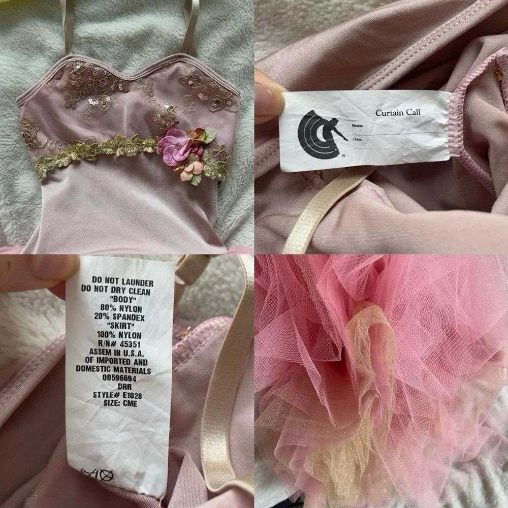 Children's girls pink glitter tutu ballet dress embroidered leotard | 7-8 years
